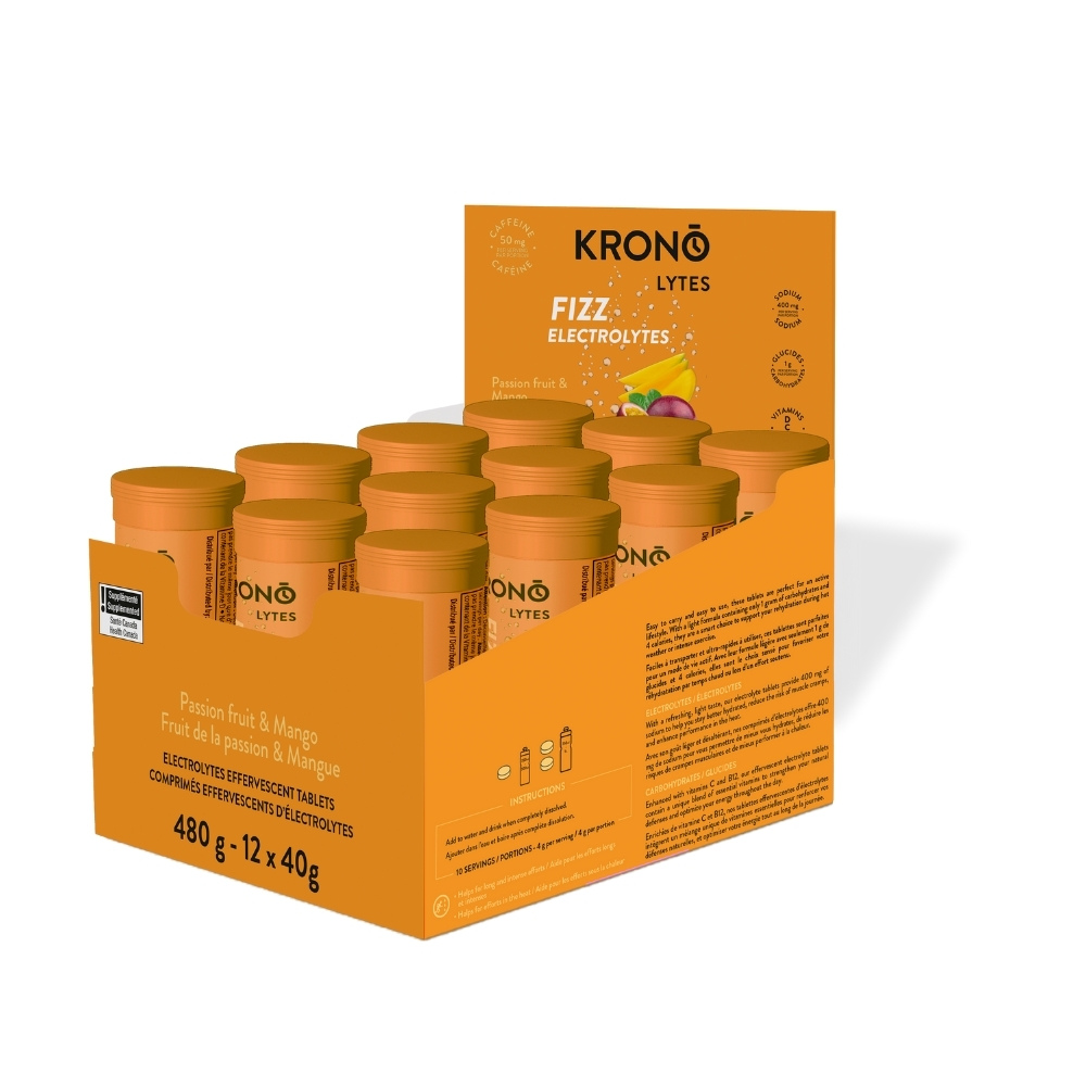 Image KRONO Effervescent Tablets electrolytes PASSION MANGO W/CAFFEINE